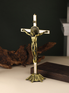 Croce Cristiana in Lega di Zinco Placcata Oro, Disponibile in Quattro Colori, Decorazione Religiosa Intagliata per Casa, Regalo Cattolico - Product Image 3