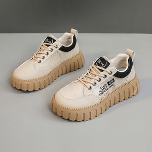 Chaussures pour femmes XQ229-2 rétro à semelle épaisse antidérapante, légères, à lacets, décontractées, en PU artificiel - Product Image 4