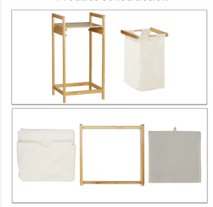 Panier à linge en bambou personnalisé avec sac en polyester amovible - Product Image 2