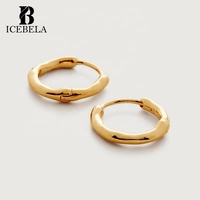 Boucles d'oreilles créoles minimalistes Siren Muse en argent sterling 925 plaqué or 18 carats pour filles, bijoux fins, vente en gros