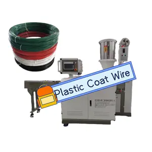 Automatic Wire plastic coating machine Various green color pvc coated wire production line