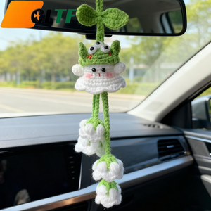 <span class=keywords><strong>Colgante</strong></span> de coche de ganchillo hecho a mano con diseño de calabaza fantasma, <span class=keywords><strong>colgante</strong></span> de coche de ganchillo con diseño de campanilla, dijes de ganchillo para bolso con diseño de lirio de los valles, decoración de coche de ganchillo - Product Image 1