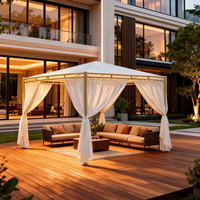 Pavillon de jardin moderne en acier de Source Factory, avec toit en tissu, design carré, base fixe, trous de fixation, résistant aux intempéries, pour l'extérieur