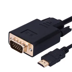 Kabel Konverter HDMI Ke VGA 1080P HDMI 1.4 Jantan Ke VGA Jantan Kabel Adaptor Video Aktif Berlapis Emas (1.8 Meter/6 Kaki)