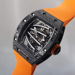 Reloj de pulsera de lujo para hombre, estilo urbano, con esfera deportiva naranja, mecanismo hueco de fibra de carbono y cristal de zafiro, resistente al agua. - Product Image 2