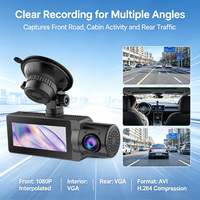 OEM/ODM ingebouwde batterij G-sensor dashcam voor, binnen en achter, 3-kanaals nachtzicht video-encoding, 3,16 inch 2K dashcam