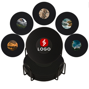 New Customized Giveaway Gift CD Record Coaster Heat Insulation Silicone <b>Cup</b> <b>Mat</b> for Office Bar Hotel - Product Image 1