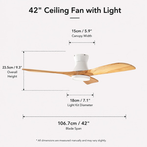 42 Inch Wood Blade <b>Ceiling</b> Fan with <b>Light</b> Low Profile Flush Mount 3 Blade Quiet DC Motor <b>Remote</b> <b>Control</b> for Modern Home - Product Image 6