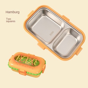 Fiambrera rectangular de acero inoxidable 304 de dibujos animados para niños, tapa de plástico, diseño sellado de grado alimenticio, 0-1L, multifunción ecológica - Product Image 4
