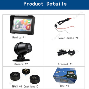 Mới Xe Máy Ổ Đĩa Ghi Âm 5-Inch IPS LCD Phía Trước/Phía Sau 2 Máy Ảnh 150 Góc Rộng Vòng Lặp Ghi Âm Tpms Không Thấm Nước Phổ 12-24V - Product Image 6