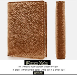 Porte-cartes de visite en cuir véritable, portefeuille mince à double pli avec fenêtre transparente, étui compact pour cartes de crédit pour hommes et femmes - Product Image 6