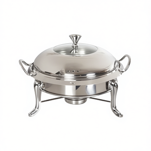 Recipiente para Calentar Comida de Acero Inoxidable, Redondo de 12 Pulgadas, Calentador de Alimentos Eléctrico para Buffet, Color Plateado, Construcción Duradera - Product Image 1