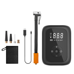 เครื่องเติมลมยางรถยนต์แบบดิจิตอล ปั๊มลมไฟฟ้าแบบพกพา ชาร์จไฟได้ พร้อมท่อขนาด 18 ซม. รุ่นปุ่มสีดำ - Product Image 1