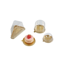 Boîte d'emballage dorée pour pâtisserie, fournitures de fête, boîte à muffins, cupcakes, tranches de gâteau, boîte à dessert individuelle en plastique avec couvercle transparent pour pâtisserie à domicile