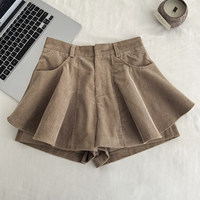 Jupe plissée taille haute en velours côtelé à bout pointu, style danse, pour femme, automne-hiver, anti-plis, coupe culotte courte