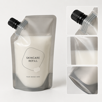 Pochette à bec verseur personnalisée de qualité alimentaire pour soins de la peau, gris volcanique mat, pour savon liquide, gel douche, lotion, blush – Recharge