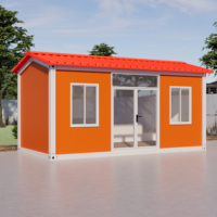 Villa préfabriquée en conteneur de 20 pieds, toit en pignon, panneaux sandwich ignifuges, maison préfabriquée pour une vie résidentielle familiale