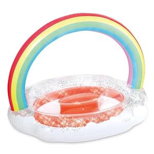 Fauteuil gonflable double translucide à paillettes arc-en-ciel en PVC pour plage extérieure, lit flottant gonflable en forme d'arche arc-en-ciel - Product Image 4