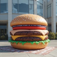 Modèle de hamburger gonflable publicitaire Décoration extérieure unique pour événements et promotions Burger au fromage gonflable géant avec viande