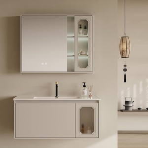 Mueble de Baño KD-8831 Grace, Mueble de Madera para Lavabo Suspendido en Pared, Color Marfil, Espejo de Maquillaje con Soporte para Jabón - Product Image 4