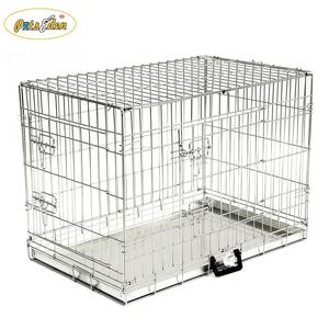 Yüksek kaliteli gümüş demir <span class=keywords><strong>Pet</strong></span> köpek sandık kulübesi çinko kaplı katlanabilir Metal köpek kafesi Metal tepsi ile - Product Image 2
