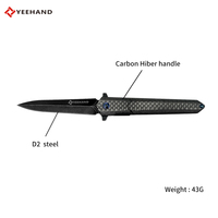 Couteau de survie pliable EDC Yeehand OEM personnalisable avec lame en acier D2 et manche en fibre de carbone pour le camping, la chasse et la pêche