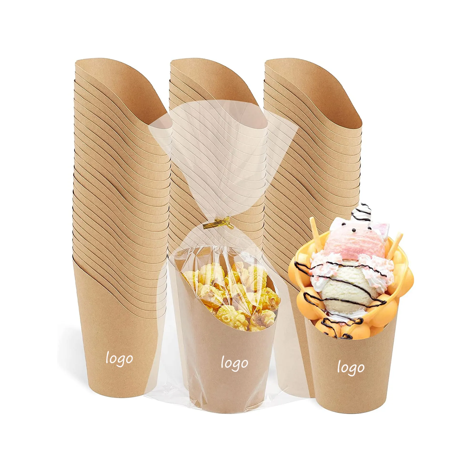 Custom Popcorn Chicken French Fries Paper Box 14 Oz 6.1l X 6.1w X 11.4h Disposable Paper Cup For Personal Party Dessert Snacks