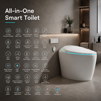 Toilette carrée intelligente avec bidet intégré, drainage en S, chasse automatique, siège chauffant, céramique, pour usage domestique et hôtelier, OEM/ODM