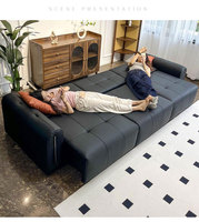 Sofá Cama Eléctrico de Lujo Moderno, Cuero Genuino, Multifuncional, Extensible, Plegable, Convertible, Nuevo Modelo para Sala de Estar