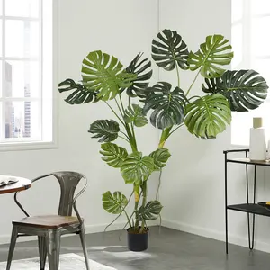 Большая монстера, 200 см, искусственное растение с тропической пальмой, искусственное растение, для домашнего офиса, гостиной, внутреннего декора