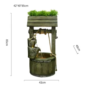 装饰品桶形和绿色花盆室内室外喷泉井家庭和花园喷泉