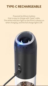 Electric Gravity Salt and Pepper Grinder Set <b>Spice</b> <b>Jar</b> Rechargeable Black Pepper Mill Grinder With Blue Light and Stand - Product Image 3