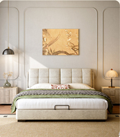 Lit rembourré en laine synthétique, taille King Size, avec cadre en velours et rangement intégré, vente en gros
