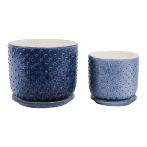 Vasi in gres porcellanato con sottovaso testurizzato per piante da interno ed esterno, decorazioni da giardino - Product Image 1