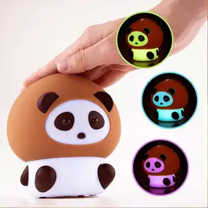 Lâmpada de cabeceira para berçário de bebês em silicone formato de animal urso castanho luz noturna