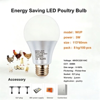 Lámpara LED Regulable para Ganado MUYE WUP E27 48V, Bombilla para Aves de Corral de 5/7/9W, para Cría de Pollos y Cerdos, Compatible con Regulador de Intensidad de 0-10V
