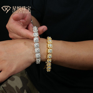 2025 <b>Cross</b>-Border Luxury Full Circle Moissanite Bracelet Light Luxury Cuban Style High-End Inlaid Sugar Cube for <b>Men</b> Women - Product Image 4