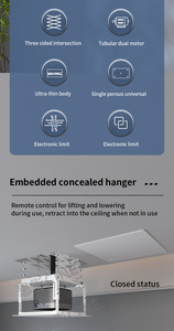 Support de projecteur motorisé dissimulé 1m/1.5m, support de plafond universel 1/4 en métal premium à rétraction automatique avec télécommande - Product Image 3