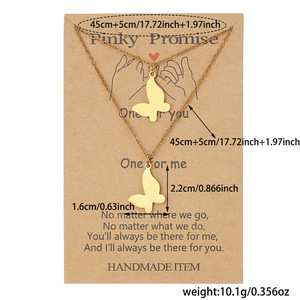 Collar de acero inoxidable con colgante de mariposa, cadena ajustable para la clavícula, para parejas, uso diario, conjunto de joyería de moda. - Product Image 4