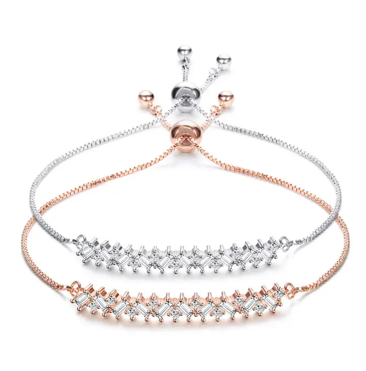 Rose gold tennis bracelet ladies bracelet crystal bracelet gemstone adjustable