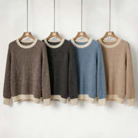 Pull-over décontracté pour femme, col rond, blocs de couleur, manches raglan, tissu doux, automne-hiver, manches longues, personnalisable OEM