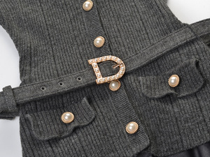Damesmode Temperament Commuterjurk Lange mouwen Omgeslagen kraag Single-breasted gebreide jurken Wordt geleverd met een riem - Product Image 4