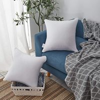Coussins décoratifs carrés de 18 pouces, housse 100% coton 200TC, fermeture éclair, rembourrage polyester, blanc, pour canapé