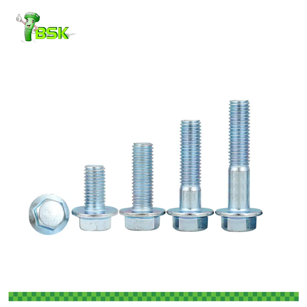 DIN6921 M4-M20 Flanged षट्भुज सिर बोल्ट कीलक जस्ती नट और बोल्ट पेंच बांधनेवाला पदार्थ स्टेनलेस