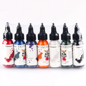 Tinta de tatuaje de alta calidad, 7 colores, 30ml, con certificación MSDS para uso corporal, juego de tintas, suministros completados, registro de ingredientes de EE. UU. - Product Image 1