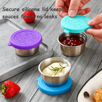 Gobelets à sauce en acier inoxydable 304 de 50 ml, avec couvercles en silicone, anti-fuite, réutilisables, empilables, écologiques, compatibles lave-vaisselle, directement de l'usine