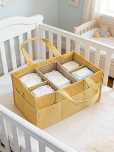 Prix d'usine, sac <span class=keywords><strong>de</strong></span> rangement pour couches <span class=keywords><strong>de</strong></span> bébé personnalisé, sac <span class=keywords><strong>de</strong></span> transport pour <span class=keywords><strong>la</strong></span> crèche, panier organisateur portable avec séparateur amovible - Product Image 6