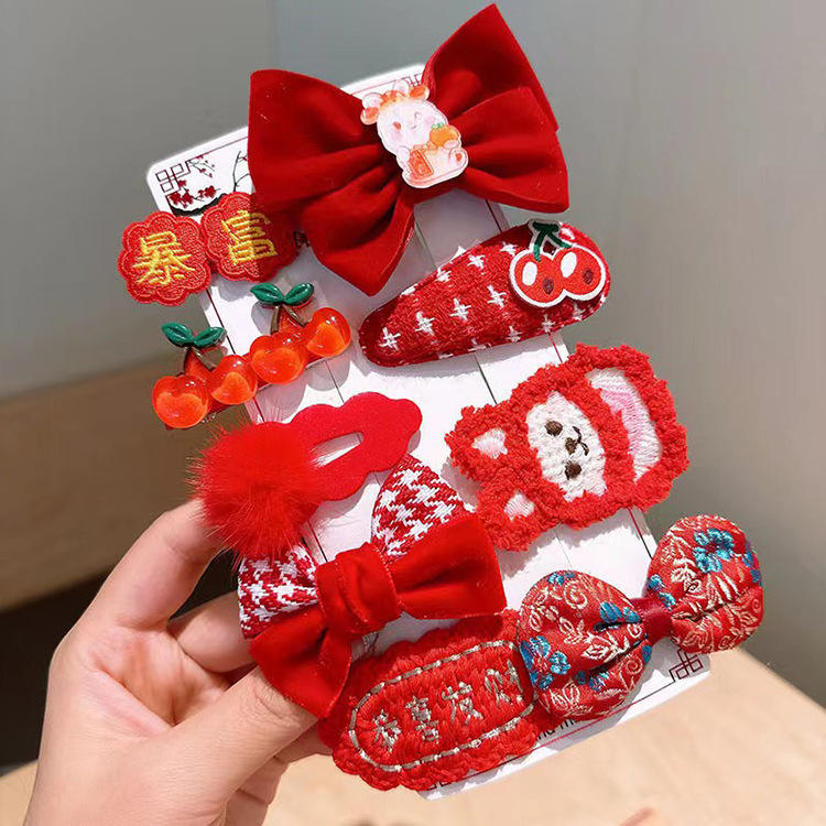 5 New Year Hair Clips Get Rich 9 - Piece Set