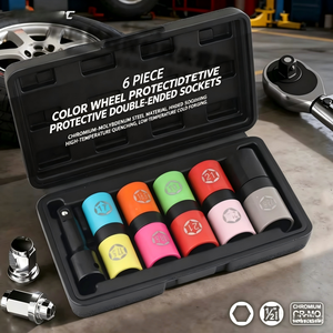 Lug Nut Removal Socket Set 6 <b>Pc</b> Steel Double Head <b>Wheel</b> Repair Tool For Tire Change - Product Image 5