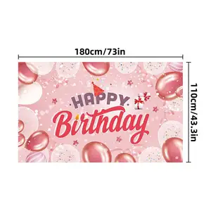 Birthday Backdrop Banner 100D Polyester Birthday Party Carnival Scene Decorative Atmosphere Banner